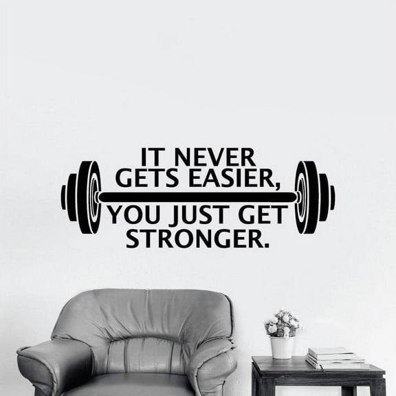 It Never Gets Easier, You Just Get Stronger - Life Motivational Quote Insprational Quote Vinyl Wall Decal Art Sticker Decoration For Living Room Kids Room Decal Décor Boys Girls Room Size (14x20 inch)