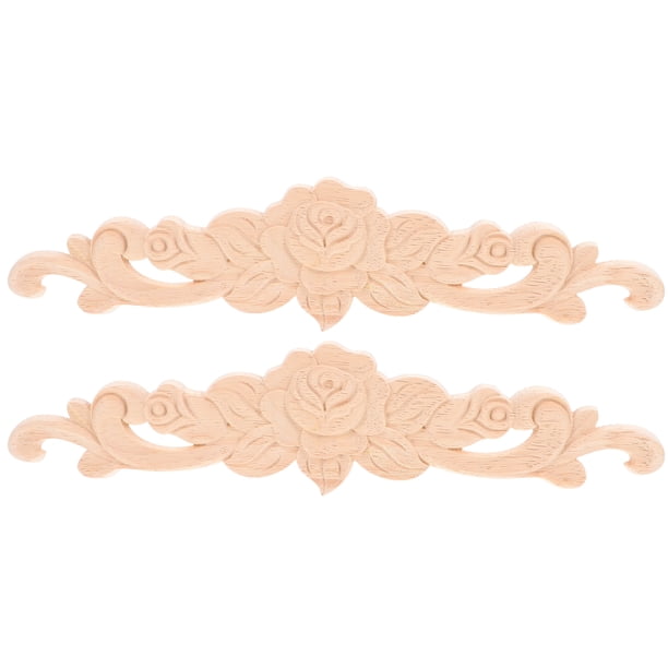 2 apliques de madera tallada para muebles, apliques decorativos de madera tallada para muebles.