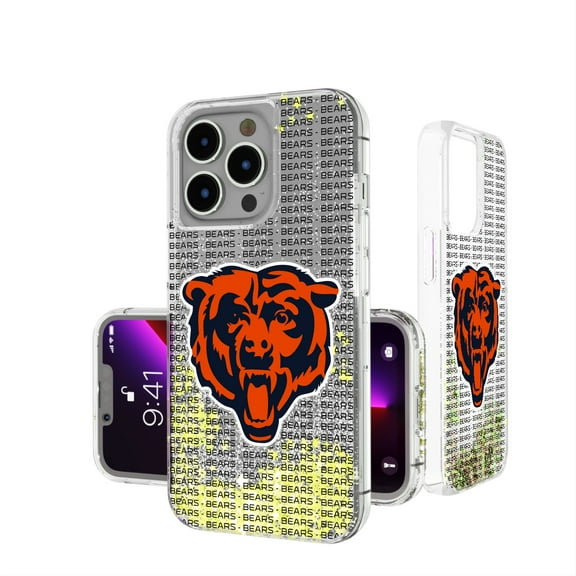 Chicago Bears iPhone Text Backdrop Design Glitter Case