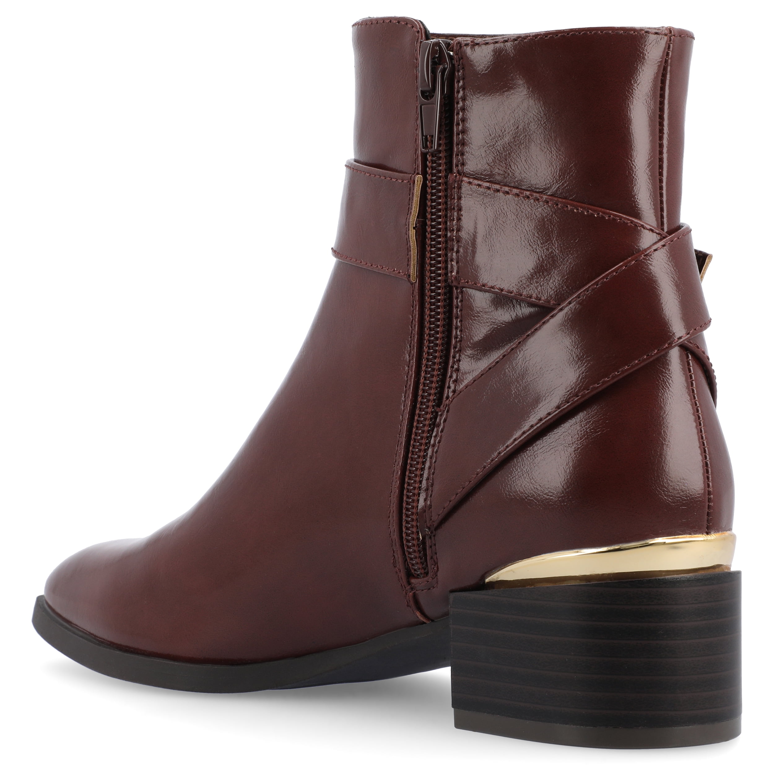 Journee Womens Elley Stacked Block Heel Square Toe Booties