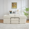thumbnail image 3 of Convertible Foldable Sleeper Sofa Bed with Storage Pockets, No Assembly Folding Floor Couch with 4 Pillows, Daybed Futon, Beige Upgraded, 3 of 14