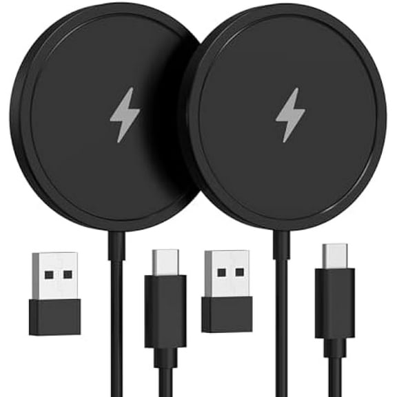 FU1999Magnetic Wireless Charger for iPhone, 15W Fast Mag Safe Charger 2 Pack Charging Pad Compatible with iPhone 16/15/14/13/12 Series and AirPods 3/2/Pro 2/Pro, Black