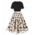 thumbnail image 5 of Lovskoo 2024 1950S Dresses for Women Elegant Vintage Floral Short Sleeve Round Neck Summer Comfort Flared Tulle A Line Swing Dresses Beige XL, 5 of 6