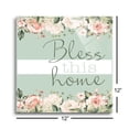 thumbnail image 3 of Bless This Home Mint Green Floral 12 x 12 Glass Wall Hanging Sign, 3 of 4