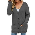 thumbnail image 6 of Idoravan Women's Cardigans Autumn and Winter Women's Casual Solid Long Cardigan Outwear Buttons Tops Jacket Sweaters with Pocket, 6 of 9