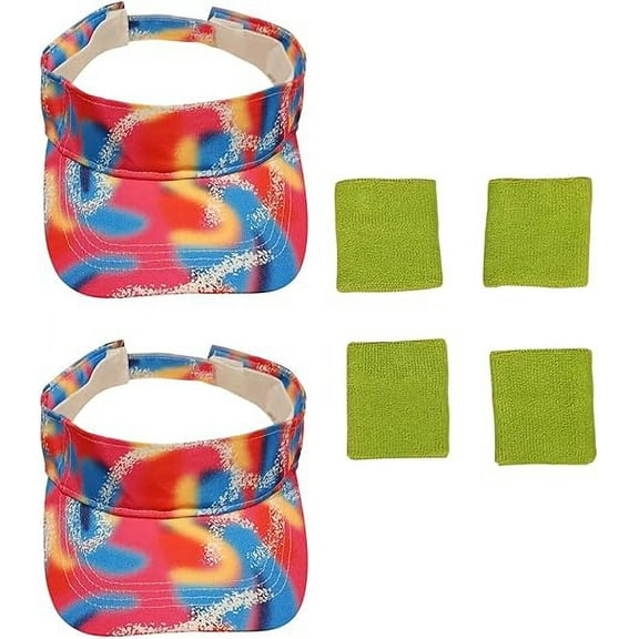 HandinHandCreations Couples Visor Hat Costume Neon Skating 80s Halloween Dress Up - Everything Included