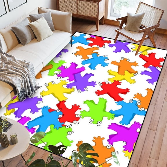 Area Rug Blob Figures Color Texture Pattern Washable Rugs For Bedroom Kitchen Living Room Non Slip Outdoor Carpets Soft Mats For Home Playroom 2x3ft