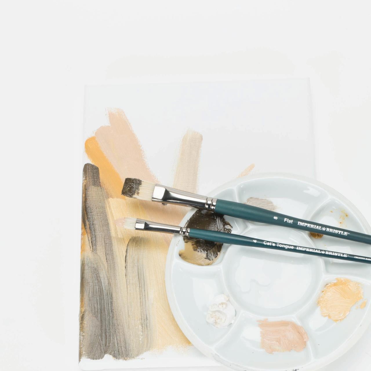 Creative Mark Imperial Professional Chungking Hog Bristle Brush Cat's Tongue #00 Pack of 3 Handmade Long Handle Oil Paint Brushes for Artists, Nickel-Plated Brass Ferrules, Soft Natural Bristles