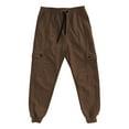thumbnail image 3 of MIXUE Sweatpants for Men Solid Color Waist Drawstring With Pockets Casual Fitness Athletic Workout Outdoor Activities Trousers Cargo Pants Holiday Wear,Brown,M, 3 of 5
