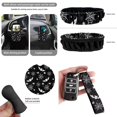 thumbnail image 6 of HUISEFOR 15 Packs Spider Web Car Seat Cover Full Set Non Slip Comfortable Steering Wheel Cover Seat Belt Cover Car Trash Can Air Vent Storage Bag Coasters Fit for Most Cars, Auto, SUVs, 6 of 7
