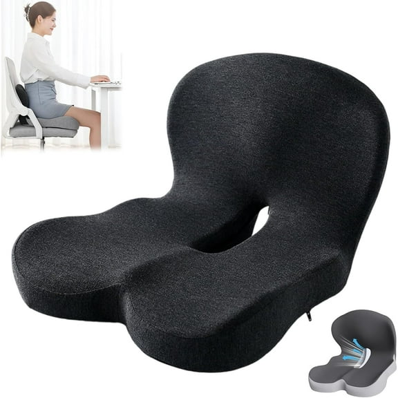 Orthopedic Seat Cushion - Instant Back & Sciatica Pain Relief, Ergonomic Support for Car, Office Chair & Long Sitting Comfort