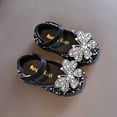 thumbnail image 2 of PEASKJP Girl Shoes Girls Dress Shoes Shoes for Girls, Princess Wedding Party Flower Girl School Shoes Low Flats for Little/Big Kids,Black 9.5, 2 of 5