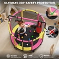 thumbnail image 4 of 55" Toddler Trampoline, Activity Center with Gym Bar, Punching Bag, Rings, Ball Pit, Kids Trampoline, Indoor Toddler Play Gym, Mini Trampoline for Ages 3–6, 110lbs Weight Capacity, Pink, 4 of 7