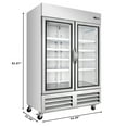 thumbnail image 3 of 54 in. Commercial Two Glass Door Convertible Reach-In Refrigerator/Freezer with 49 Cu. Ft. Capacity in Stainless Steel, ETL Listed (KM-RIC-2DGD), 3 of 13