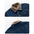 thumbnail image 4 of Men's Warm Sherpa Lined Denim Jacket Button Pockets Classic Trucker Outerwear Dark Blue M, 4 of 9