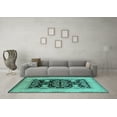 thumbnail image 3 of Ahgly Company Indoor Square Oriental Turquoise Blue Industrial Area Rugs, 6' Square, 3 of 4