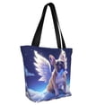 thumbnail image 2 of KLL Tote Bag for Women Night Sky Winged French Bulldog Print Shopping Grocery Reusable Bags for Office School Shopping Travel, 2 of 6