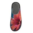 thumbnail image 3 of IAUYY Memory Foam House Slippers Suitable for Both Men and Women. Comfortable, Anti-Slip Plush Flat-Bottomed Slippers The Best Holiday Gift Bright Red Hibiscus Flowers, 3 of 9