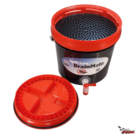 Spill-Less DrainMate™ 14 Quart Oil Drain Container / Oil Drain Pan, Sealed Lid for Easy Transport, On-Off Spigot for