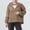 Khaki, variant on Women's Top Hooded Long Sleeved Elastic Cuff with Zippered Solid Color Coat Tops