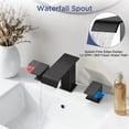 thumbnail image 5 of TVOFEK Waterfall Bathroom Faucet for 3 Hole, Black Bathroom Sink Faucets with Metal Pop Up Drain and Supply Hose for Vanity Restroom Lavatory, 5 of 14