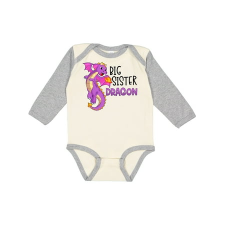 

Inktastic Big Sister Cute Purple Dragon Gift Baby Girl Long Sleeve Bodysuit