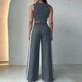thumbnail image 5 of Women's Color Casual Fashion Sleeveless Vest And Pants Two-piece Set Dark Gray M Dark Gray M, 5 of 7