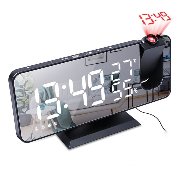 Termómetro Pantalla digital Higrómetro interior Temperatura Sensor de humedad 76MHz-108MHz Radio Portátil Desktop Snooze Reloj de alarma Negro Noticed EL006192-02B