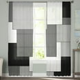 thumbnail image 2 of Grey Black White Abstract Sheer Curtains 63 Inches Length 2 Panels Set, Window Sheer Curtains for Living Room/Bedroom, Art Modern Light Filtering Rod Pocket Curtain 52'' x 63'' x 2, 2 of 7