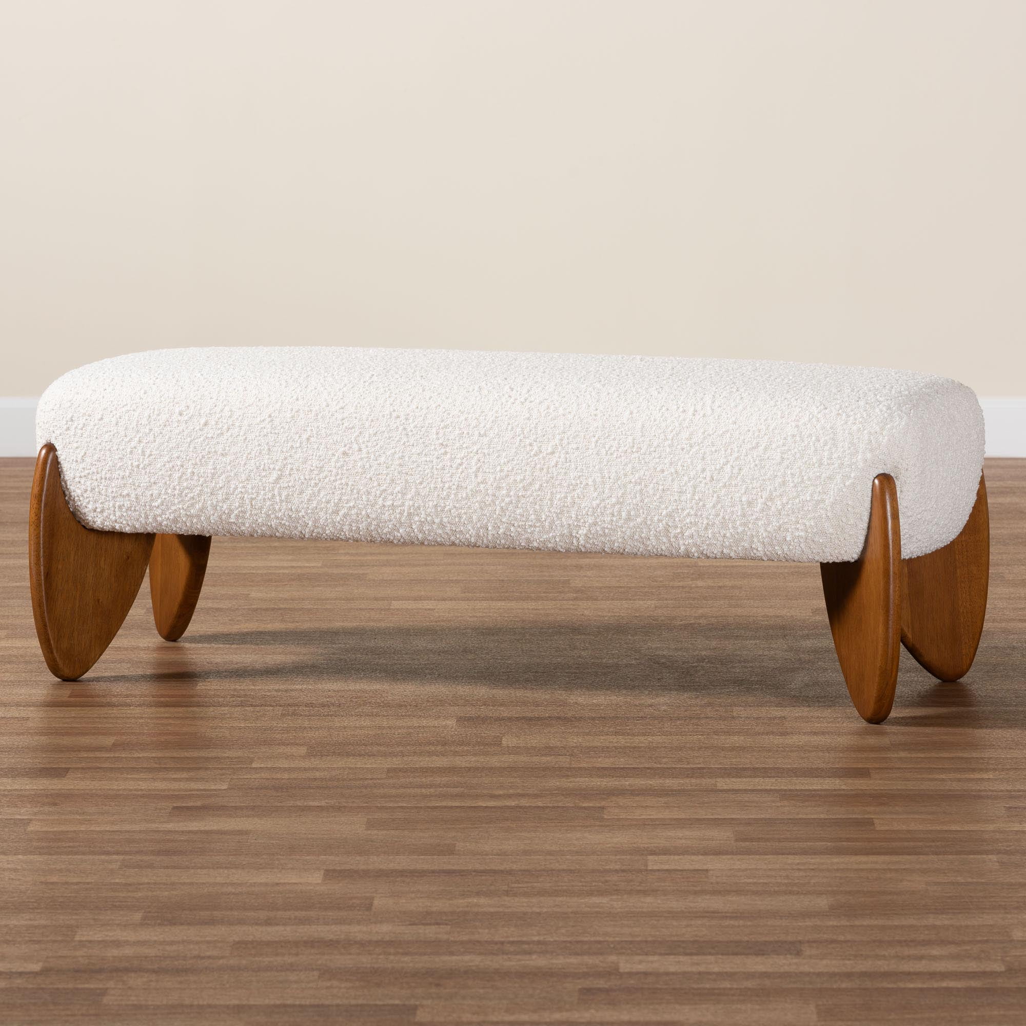 Baxton Studio Vinicio Mid-Century Bench, Cream