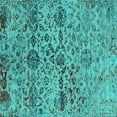 thumbnail image 1 of Ahgly Company Machine Washable Indoor Square Oriental Turquoise Blue Industrial Area Rugs, 8' Square, 1 of 4