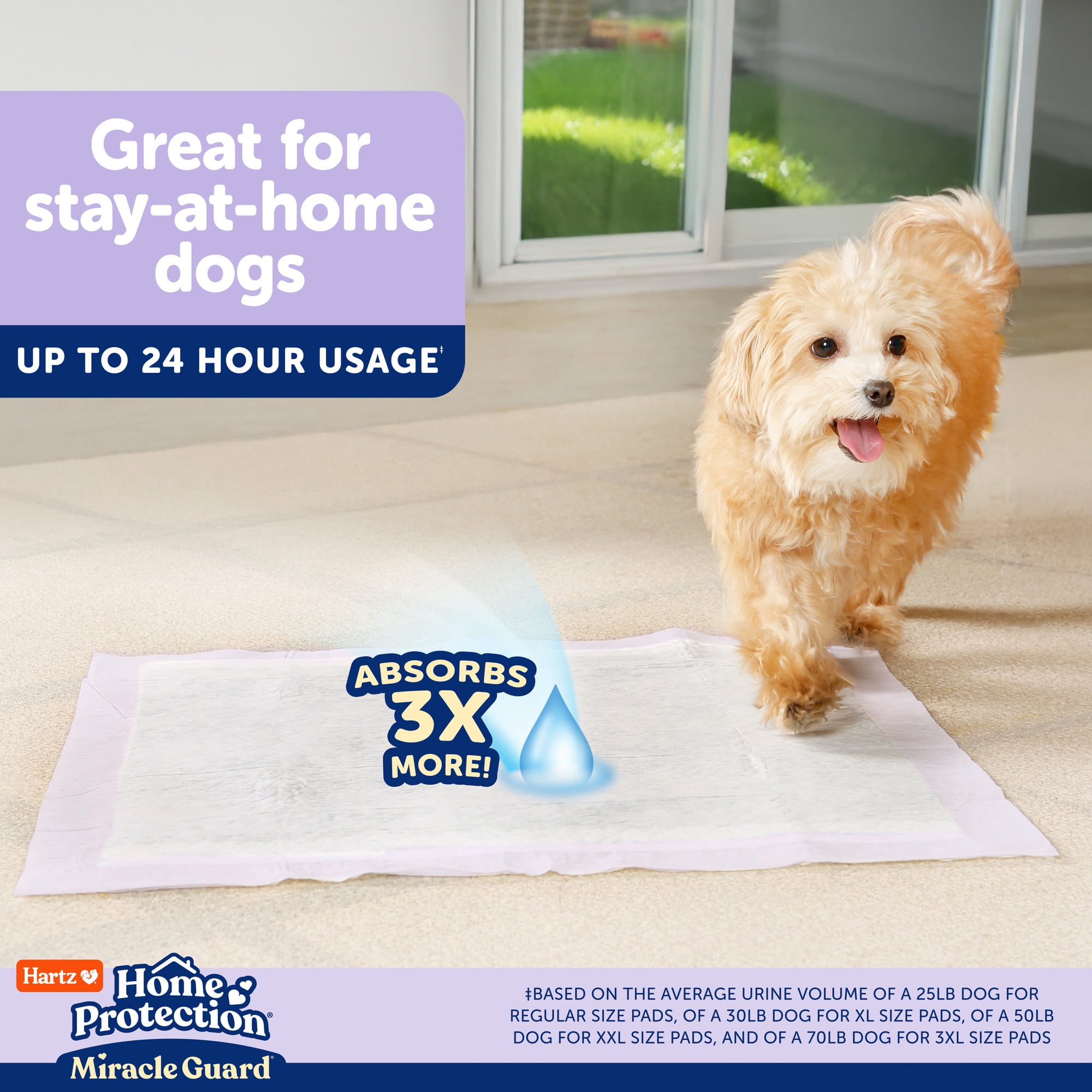 (2 pack) Hartz Miracle Guard Dog and Puppy Pads Max Absorbency 24 Hour Use Odor Eliminating Lavender Scented No Leaks, XXL 20 Count