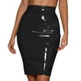 thumbnail image 3 of Women's Leather Mini Bodycon Skirt Color Black Size XL, 3 of 6