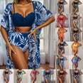 thumbnail image 4 of Swimming Suits for Women Bikini Sets Floral Print Tankini Swimsuit for Two Piece Bikini With Cover Up Beach Swimwear, 4 of 5