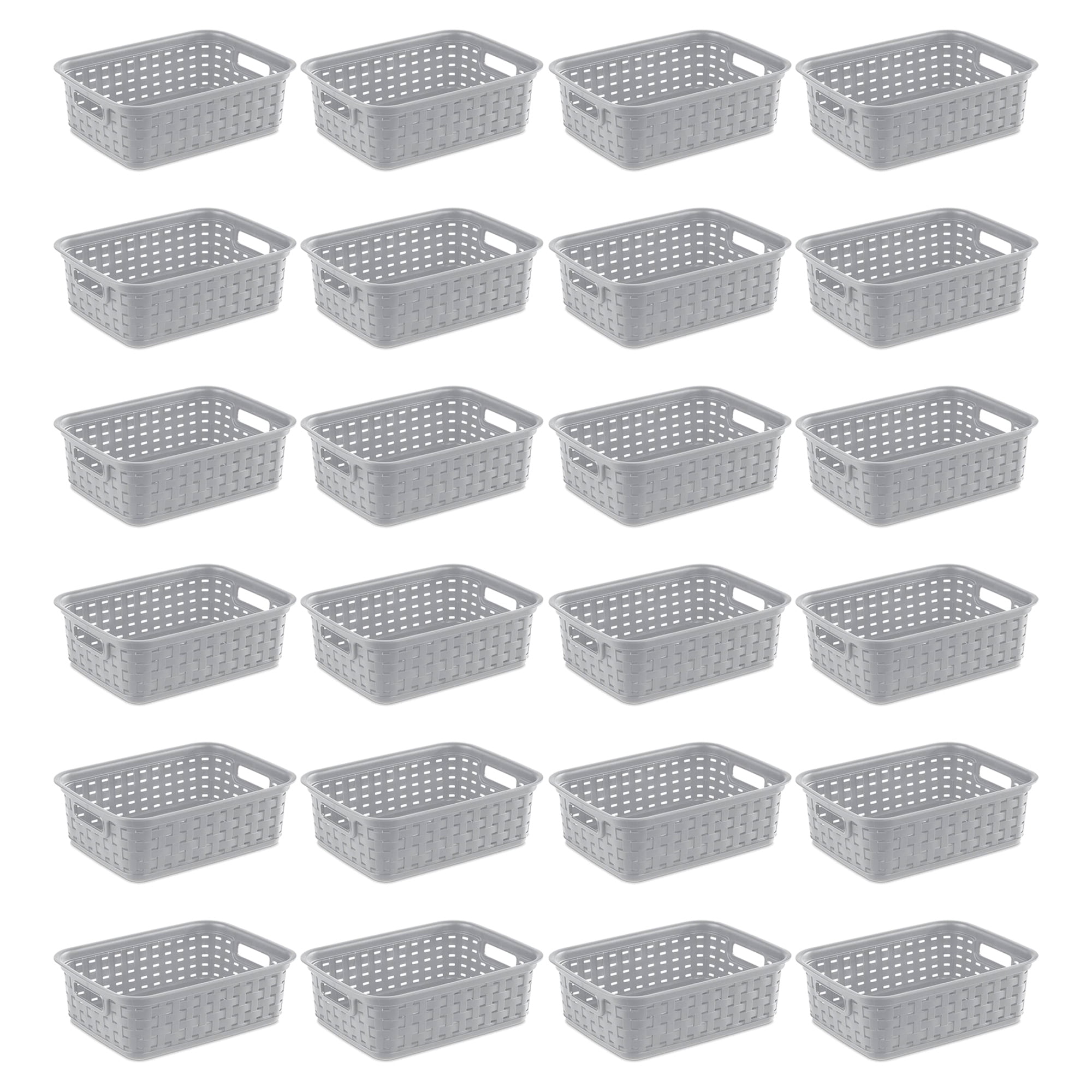 Sterilite 11" Small Weave Open Bin Wicker Storage Basket, Grey, 8-Pack