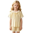 thumbnail image 3 of REDARER Girls Comfy Sleepwear Set, Gingham Pajama Top & Pants with Lace , Soft 2-Piece Summer Outfit,15-16 Years, 3 of 5