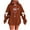 Brown, variant on Plus Size Hoodies for Women Christmas Long Sleeve Sweatshirts Bow Drop Shoulder Tops Trendy Fall Clothes
