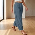thumbnail image 6 of Casual Pants for Women Fashion High Waisted Loose Fit Cotton Linen Style Wide Leg Trousers with Pockets, 6 of 6