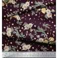 thumbnail image 3 of Soimoi Poly Georgette Fabric Leaves,Moth & Magnolia Floral Decor Fabric Printed Yard 52 Inch Wide, 3 of 3