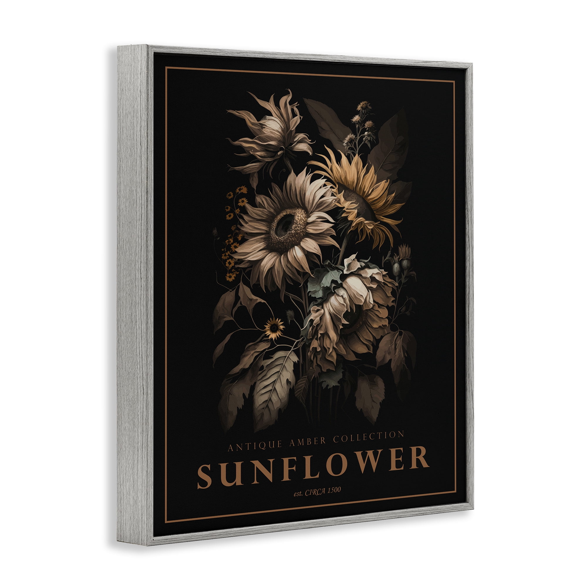 Stupell Industries Antique Sunflower Bushel Gray Framed Giclee Art, design by Christopher Giampietro