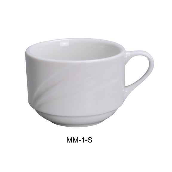 Yanco MM-1-S 7.5 oz Miami Stackable Porcelain Coffee & Tea Cup, Bone White - 3.5 in. - Pack of 36