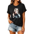 thumbnail image 2 of Women's Dolly Shirts Women Retro Dolly Country Music T‑Shirt, Crew Neck Short Sleeve Vintage Graphic Tee Loose‑Fit Casual Unisex Daily Tops L, 2 of 5