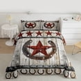 thumbnail image 6 of jejeloiu Retro Texas Stars Full Size Comforter Sets,Rustic Horseshoe Farmhouse Cabin Bedding Sets For Boys Kids Reversible 3 Pieces, 6 of 8