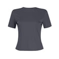 thumbnail image 5 of Blmnix Summer Womens Tops Short Sleeve Solid Basic Crew Neck Ribbed T-Shirts Casual Shirts, 5 of 5