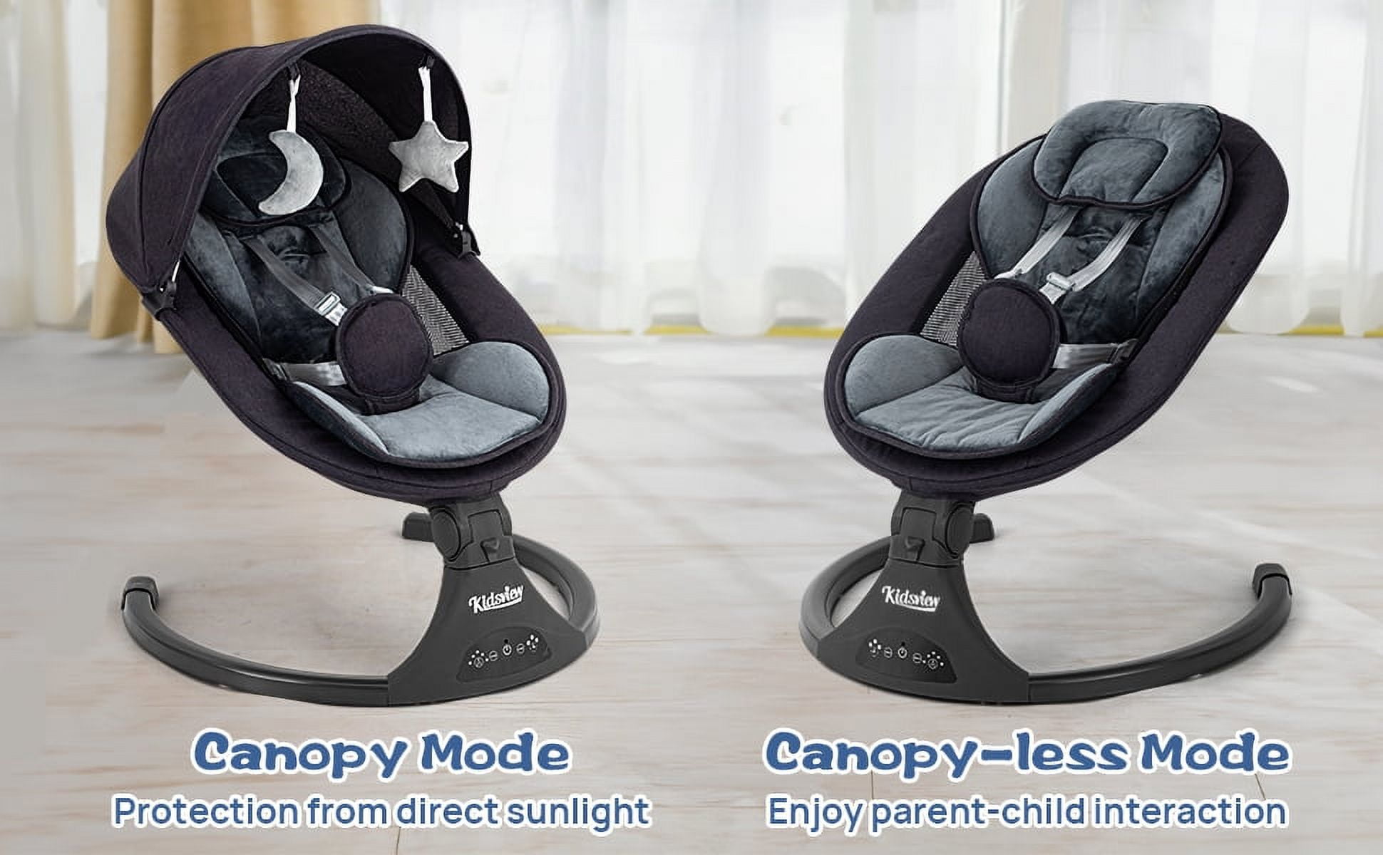 Electric Baby Swing for Infants ,Portable Baby Swing  with Timing Function 5 Swing Speeds Bluetooth Touch Screen,Music Speaker 12 Preset Lullabies for Babies 0-9 Months,0-20lb,Unisex,Black