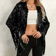 thumbnail image 2 of Daznico Stylish Casual Fringe Sequin Jacket Outerwear Sparkly Coat for Daily Wear and Night Out,Mardi Gras Clothing,L, 2 of 4