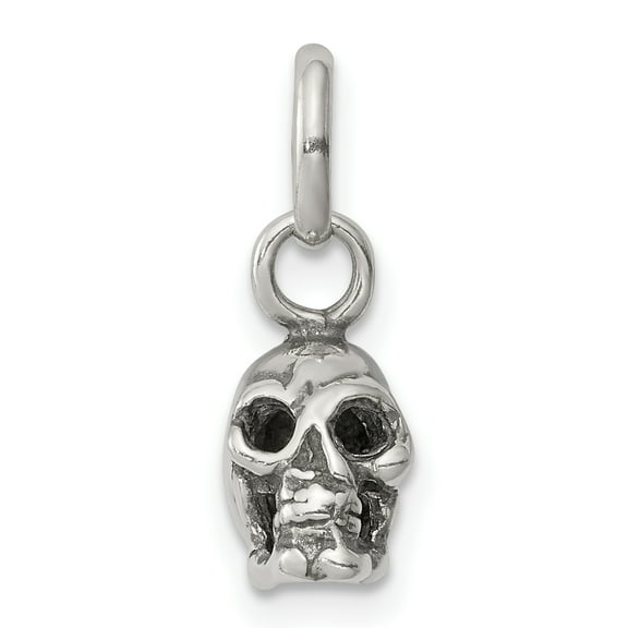 925 Sterling Silver Antiqued Skull Charm Pendant