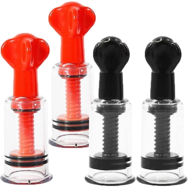 2 Pair Big Size Red Nipple Correctors For Breastfeeding Women Monther, Nipple Puller Vacuum Suction Cupping Device Nipple Suckers For Flat And Inver