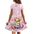 thumbnail image 5 of Uourmeti Easter Short Sleeve Dresses for Girls 2-14Y Cute Corgi Crewneck Midi Dress Lightweight Soft Swing Dresses with Pockets Holiday Clothes, 5 of 6