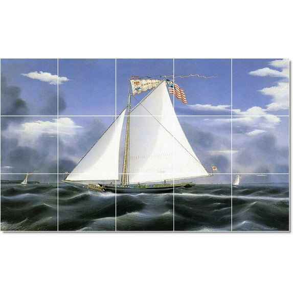 Ceramic Tile Mural-James Bard Ships Tile Mural Contemporary House Construction. 40" w x 24" h using (15) 8 x 8 ceramic tiles